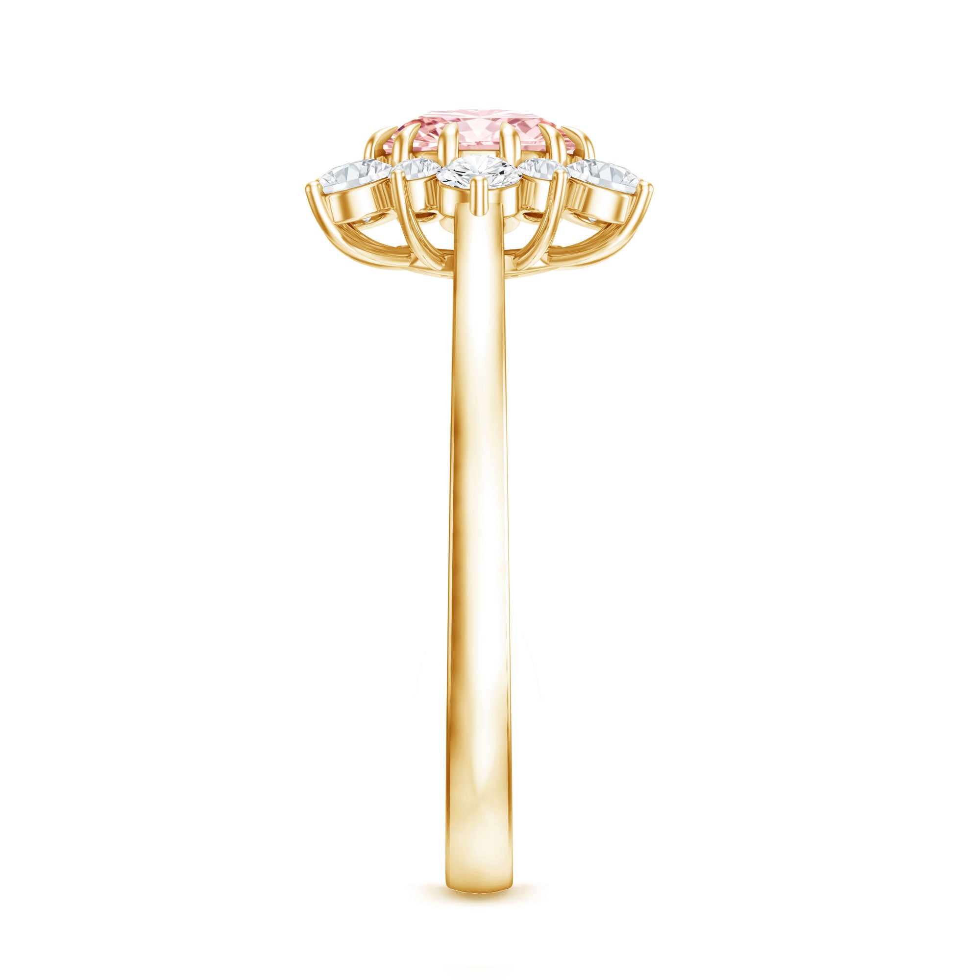 Rosec Jewels-1 CT Lab Grown Pink and White Diamond Halo Engagement Ring