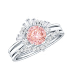 Rosec Jewels-Certified Lab Grown Pink White Diamond Trio Wedding Ring Set