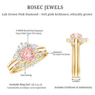 Rosec Jewels-Certified Lab Grown Pink White Diamond Trio Wedding Ring Set
