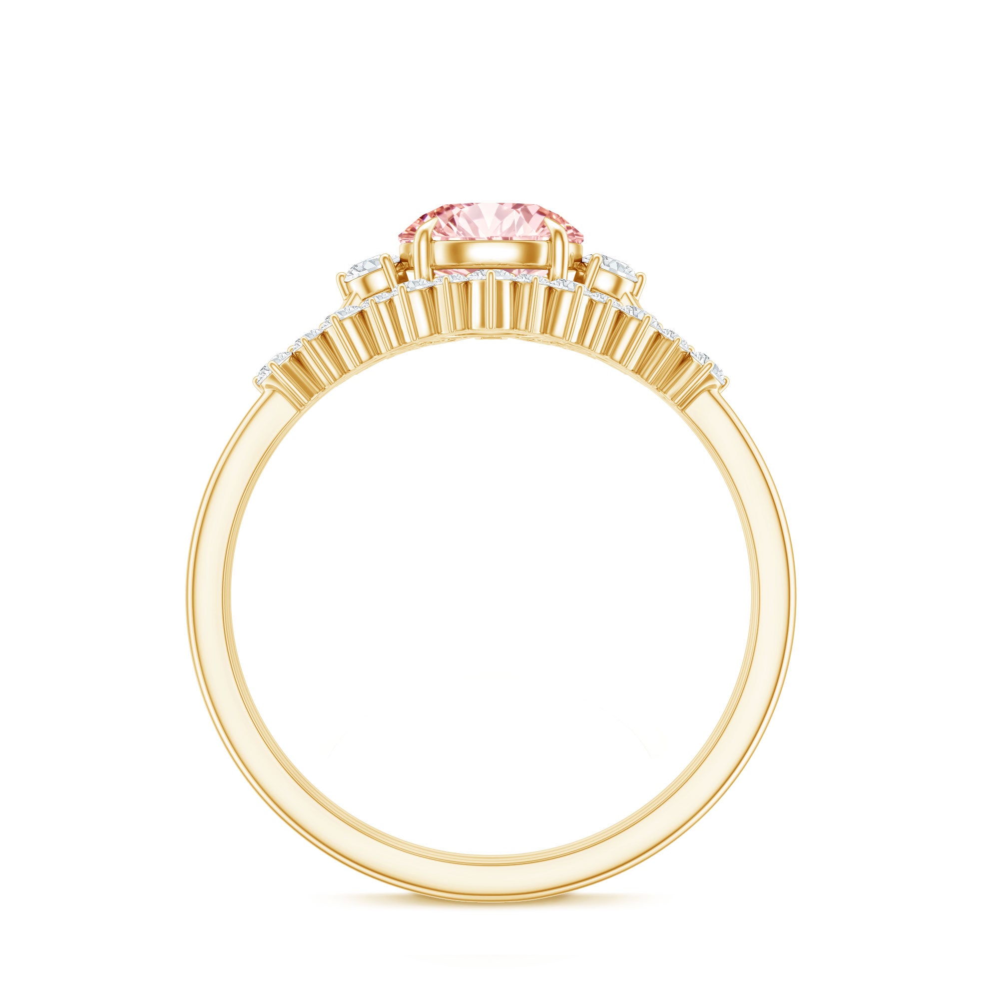 Rosec Jewels-Certified Lab Grown Pink White Diamond Trio Wedding Ring Set