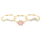 Rosec Jewels-Certified Lab Grown Pink White Diamond Trio Wedding Ring Set