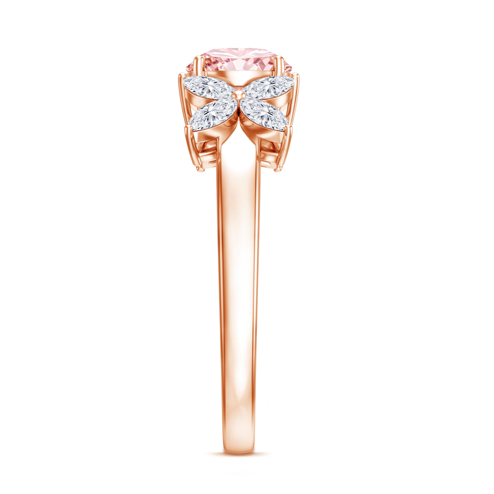 Rosec Jewels-Lab Grown Pink White Diamond Flower Engagement Ring