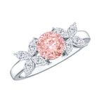 IGI Certified Lab Grown Pink White Diamond Flower Engagement Ring E-VS1 - Rosec Jewels