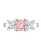 IGI Certified Lab Grown Pink White Diamond Flower Engagement Ring E-VS1 - Rosec Jewels