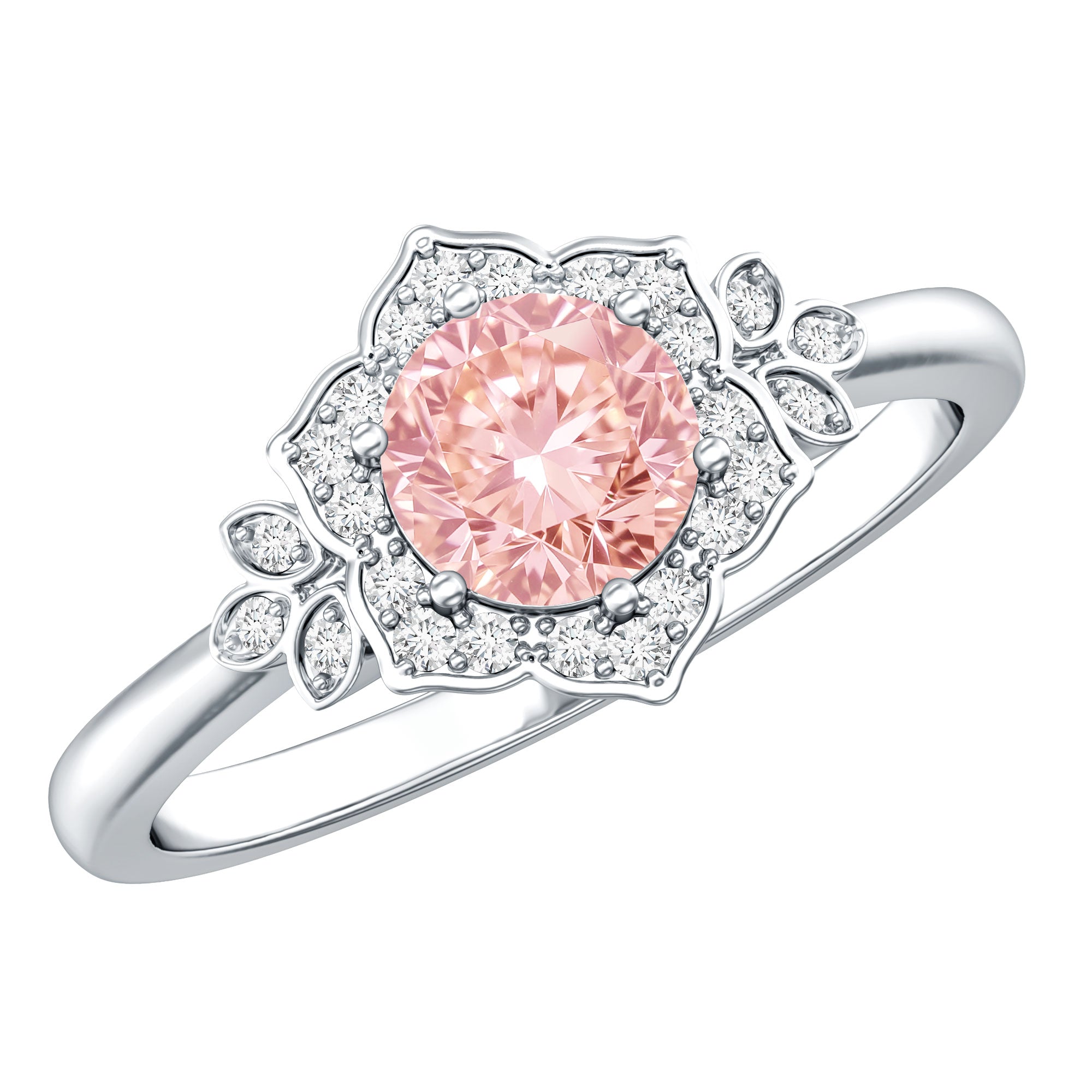 Pink and White Lab Grown Diamond Designer Engagement Ring with IGI Certificate E-VS1 - Rosec Jewels