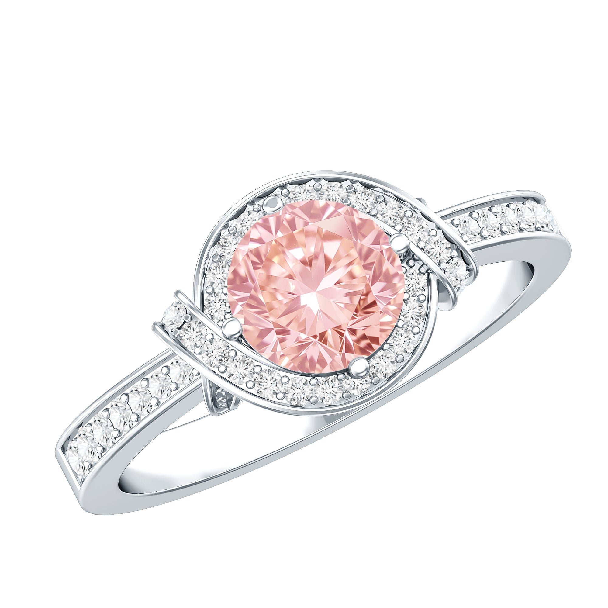Lab Grown Pink Diamond Halo Engagement Ring for Women