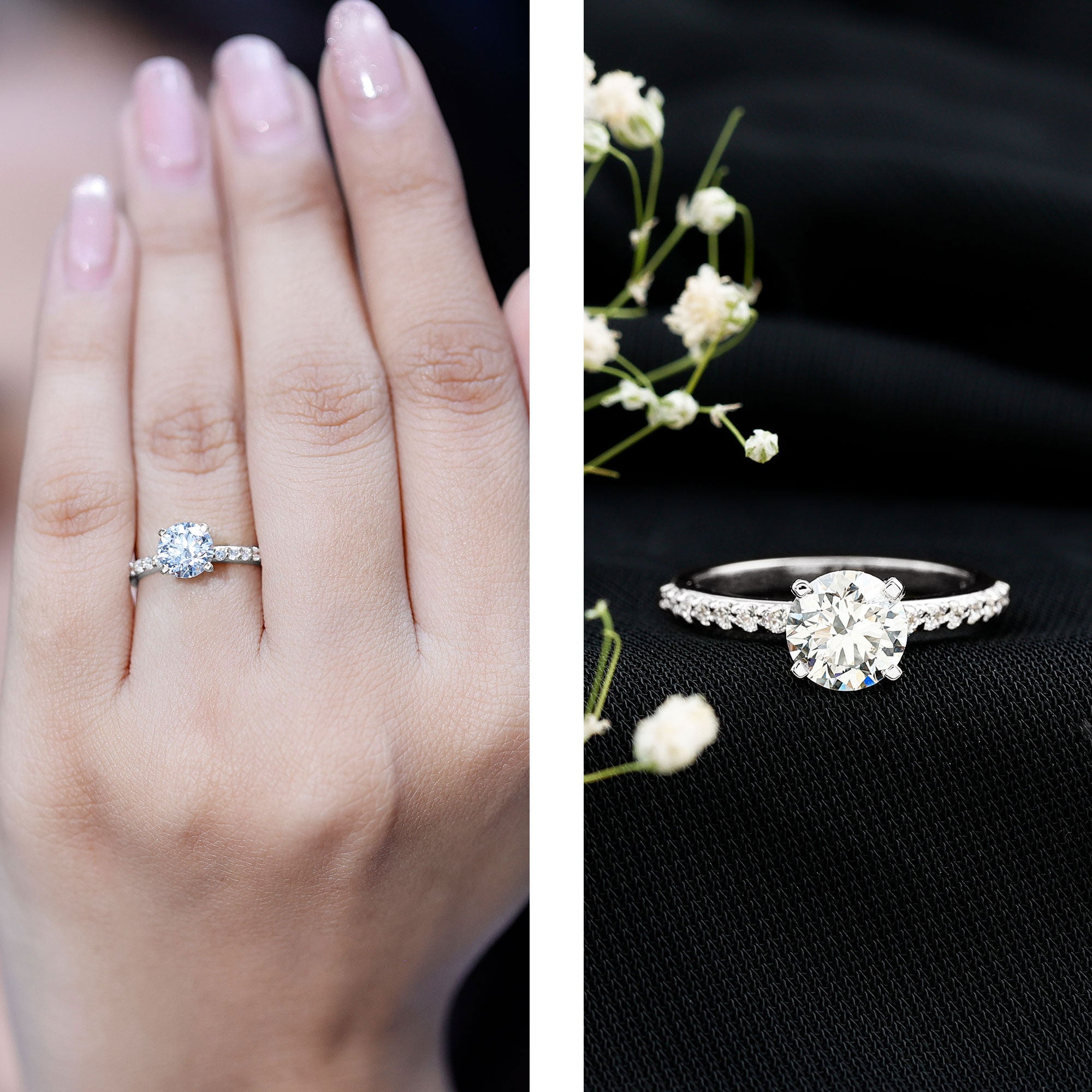 IGI Certified Lab Created Diamond 1 Carat Engagement Ring Lab - ( E-VS1 ) - Rosec Jewels