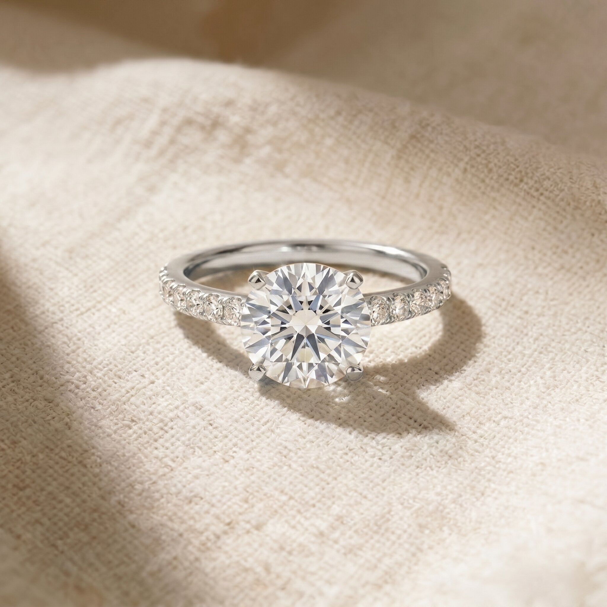 IGI Certified 3 Carat Lab Grown Diamond Statement Ring for Women Lab - ( E-VS1 ) - Rosec Jewels