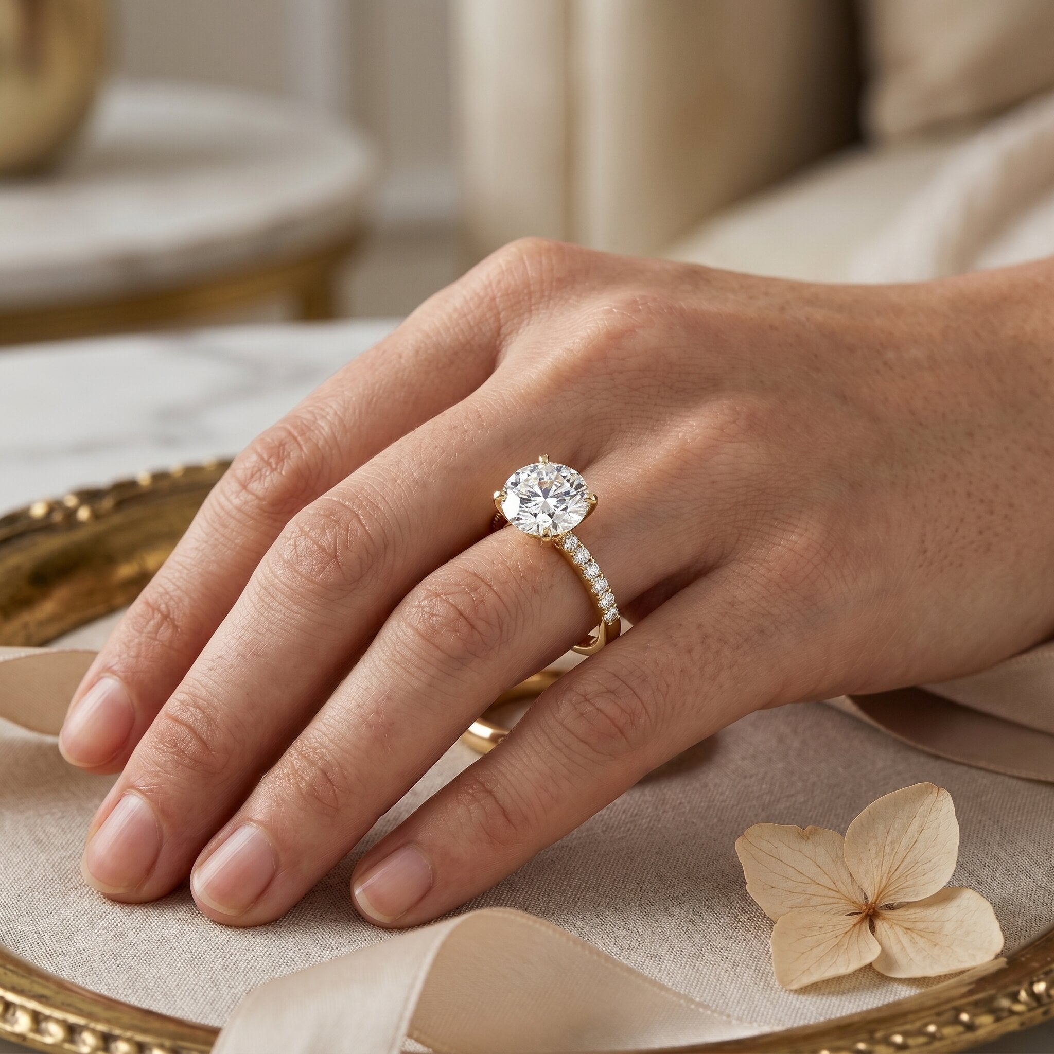 IGI Certified 3 Carat Lab Grown Diamond Statement Ring for Women Lab - ( E-VS1 ) - Rosec Jewels