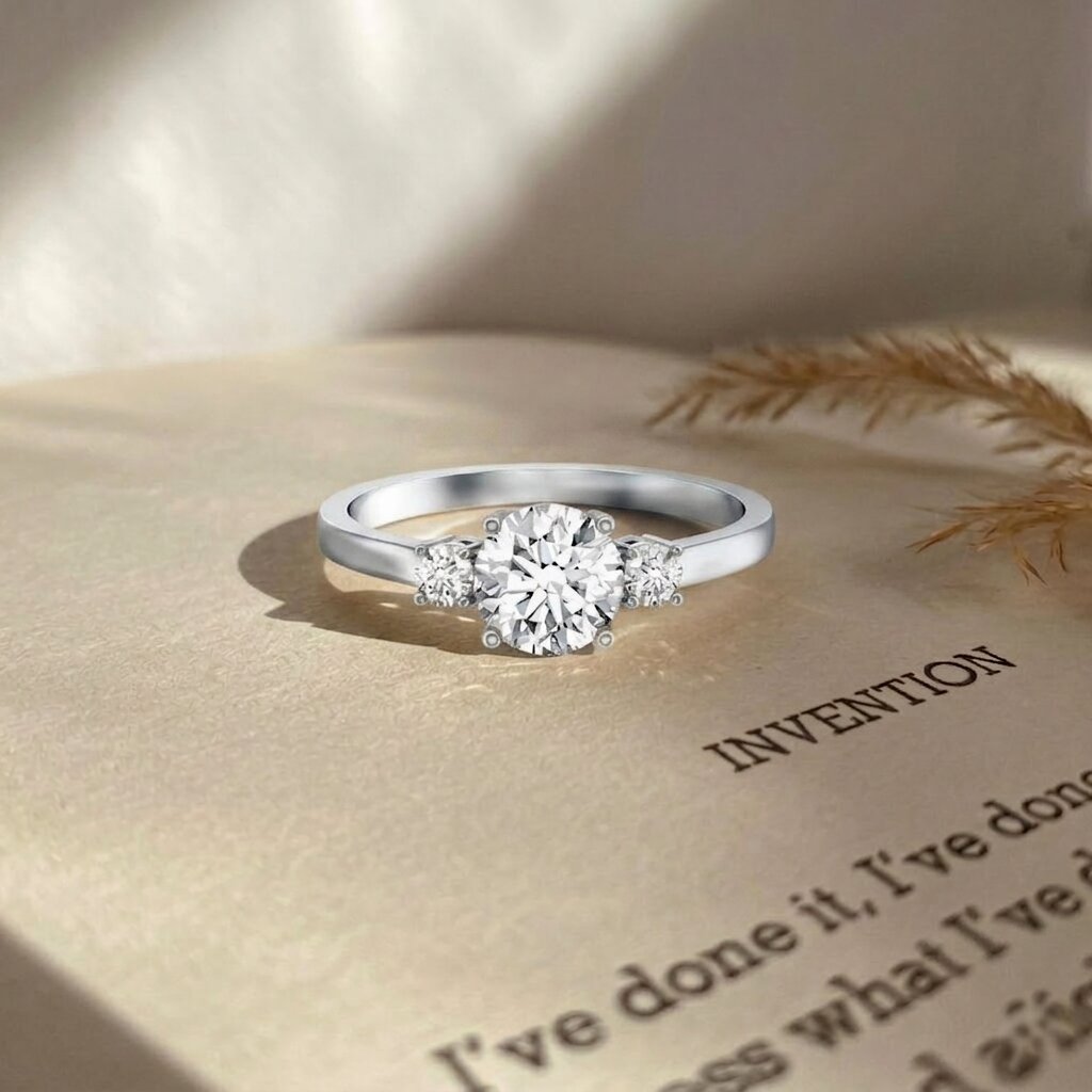 IGI Certified Lab Grown Diamond Three Stone Engagement Ring Lab - ( E-VS1 ) - Rosec Jewels