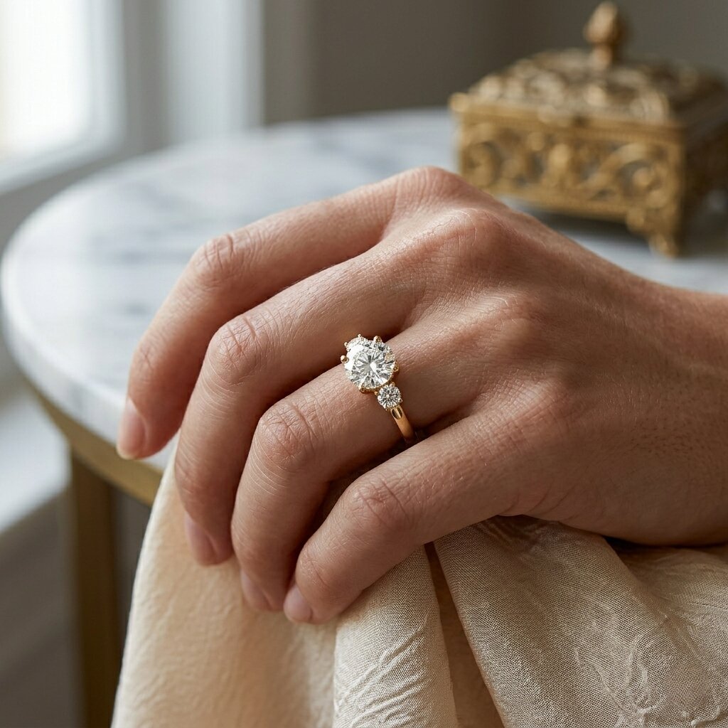 IGI Certified Lab Grown Diamond Three Stone Engagement Ring Lab - ( E-VS1 ) - Rosec Jewels