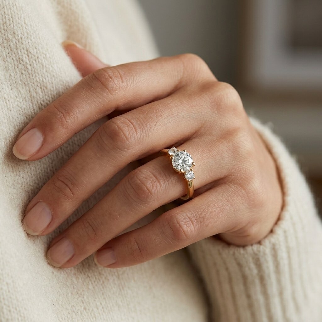 IGI Certified Lab Grown Diamond Three Stone Engagement Ring Lab - ( E-VS1 ) - Rosec Jewels