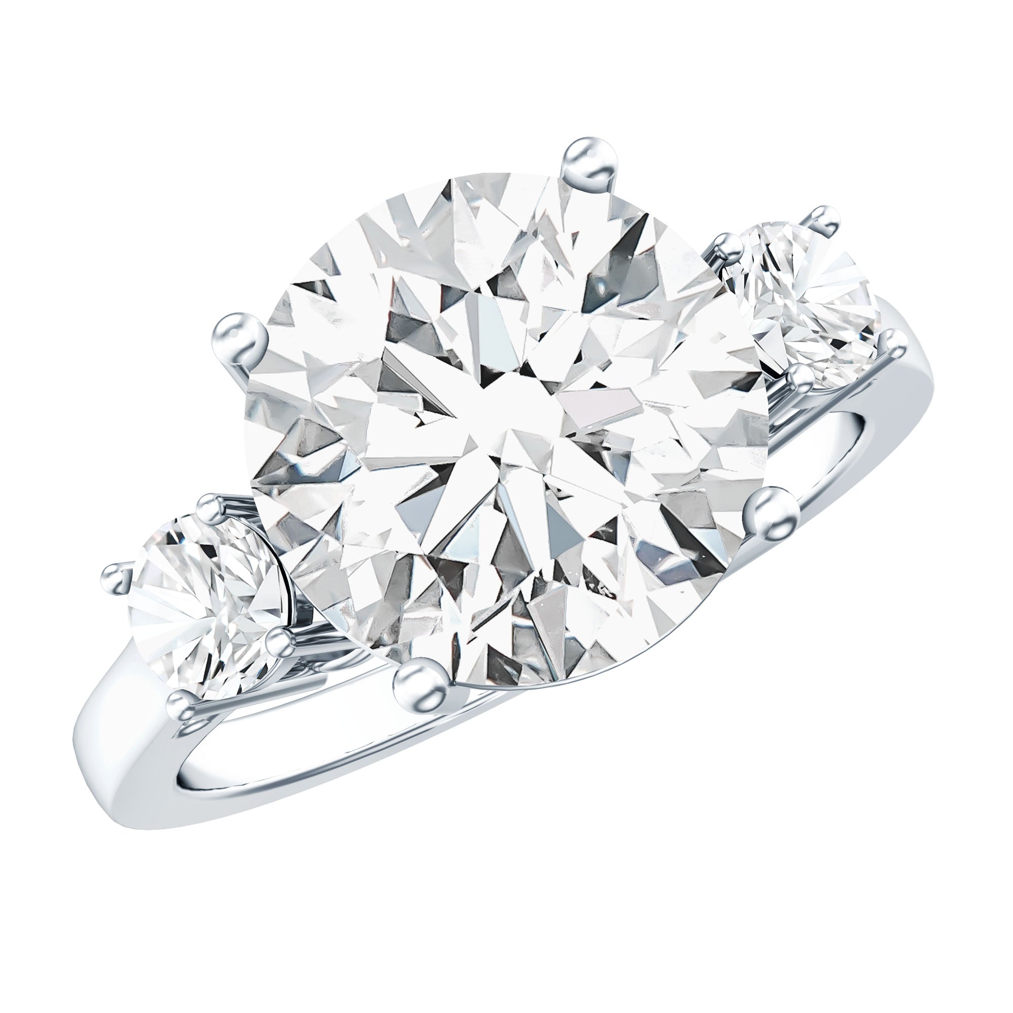 5 Carat Lab Grown Diamond 3 Stone Engagement Ring with IGI Certificate Lab - ( EF-VS ) - Rosec Jewels