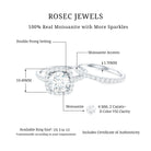 3.25 CT Round Certified Moissanite Wedding Ring Set with Halo Moissanite - ( D-VS1 ) - Color and Clarity - Rosec Jewels