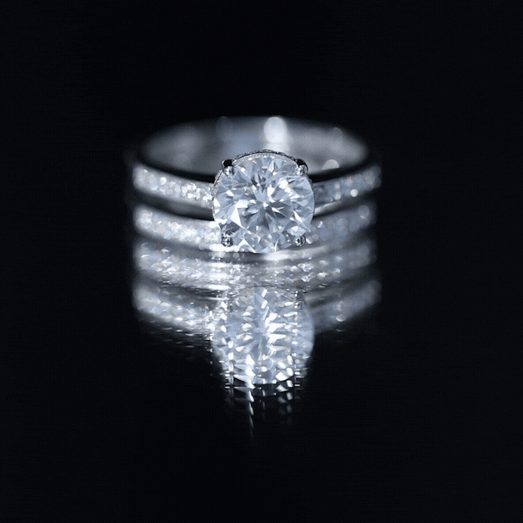 Certified 2 Carat Moissanite Solitaire Wedding Ring Set D-VS1 - Rosec Jewels