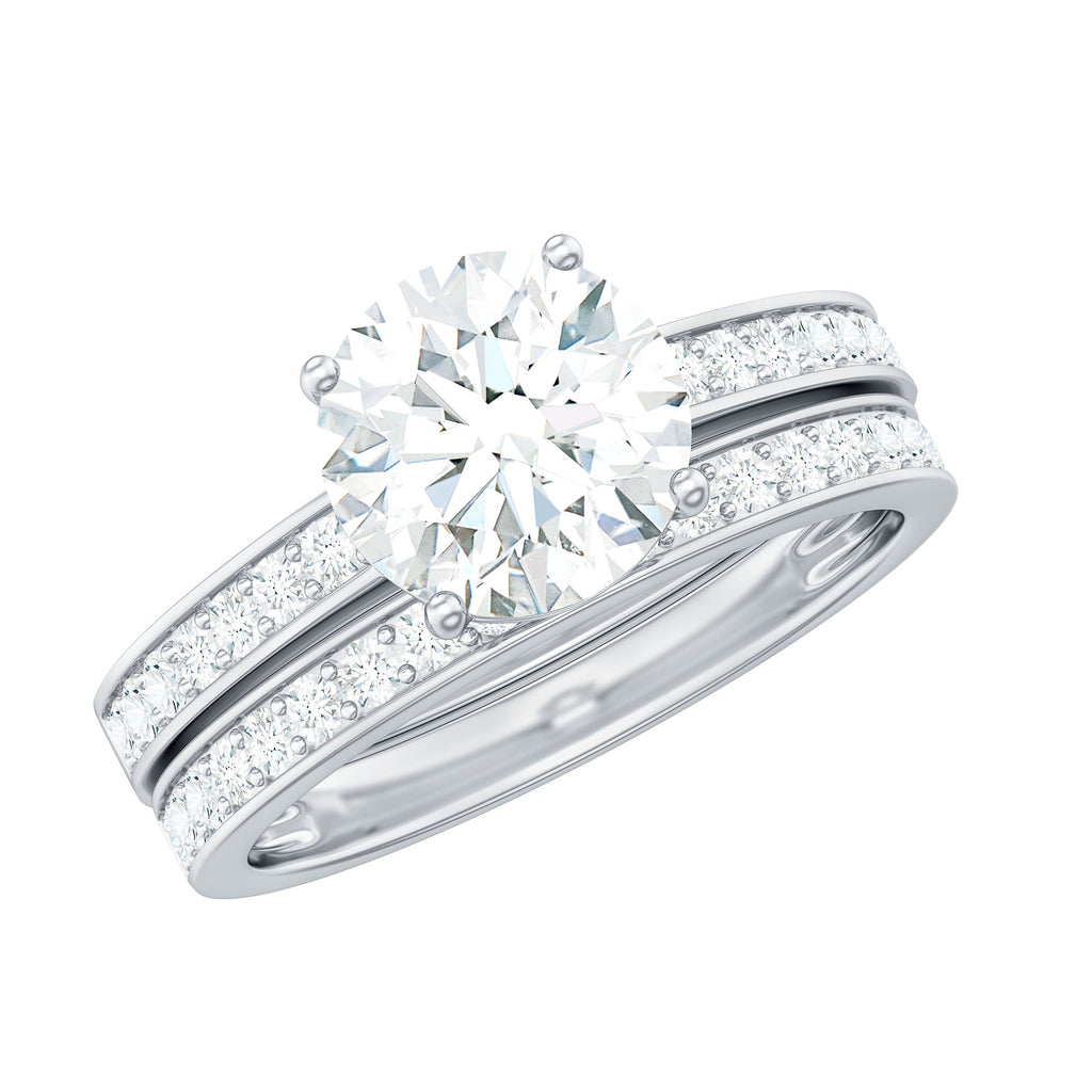3 CT Solitaire Moissanite Wedding Ring Set Moissanite - ( D-VS1 ) - Color and Clarity - Rosec Jewels