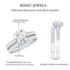 Certified 3 Carat Moissanite Wedding Bridal Ring Set in Sterling Silver D-VS1 92.5 Sterling Silver 7 - Rosec Jewels