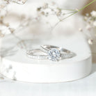 2 Carat Round Moissanite Classic Engagement Ring with Wedding Band D-VS1 - Rosec Jewels
