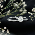 2 Carat Round Moissanite Classic Engagement Ring with Wedding Band D-VS1 - Rosec Jewels