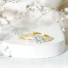 2 Carat Round Moissanite Classic Engagement Ring with Wedding Band D-VS1 - Rosec Jewels