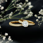 2 Carat Round Moissanite Classic Engagement Ring with Wedding Band D-VS1 - Rosec Jewels