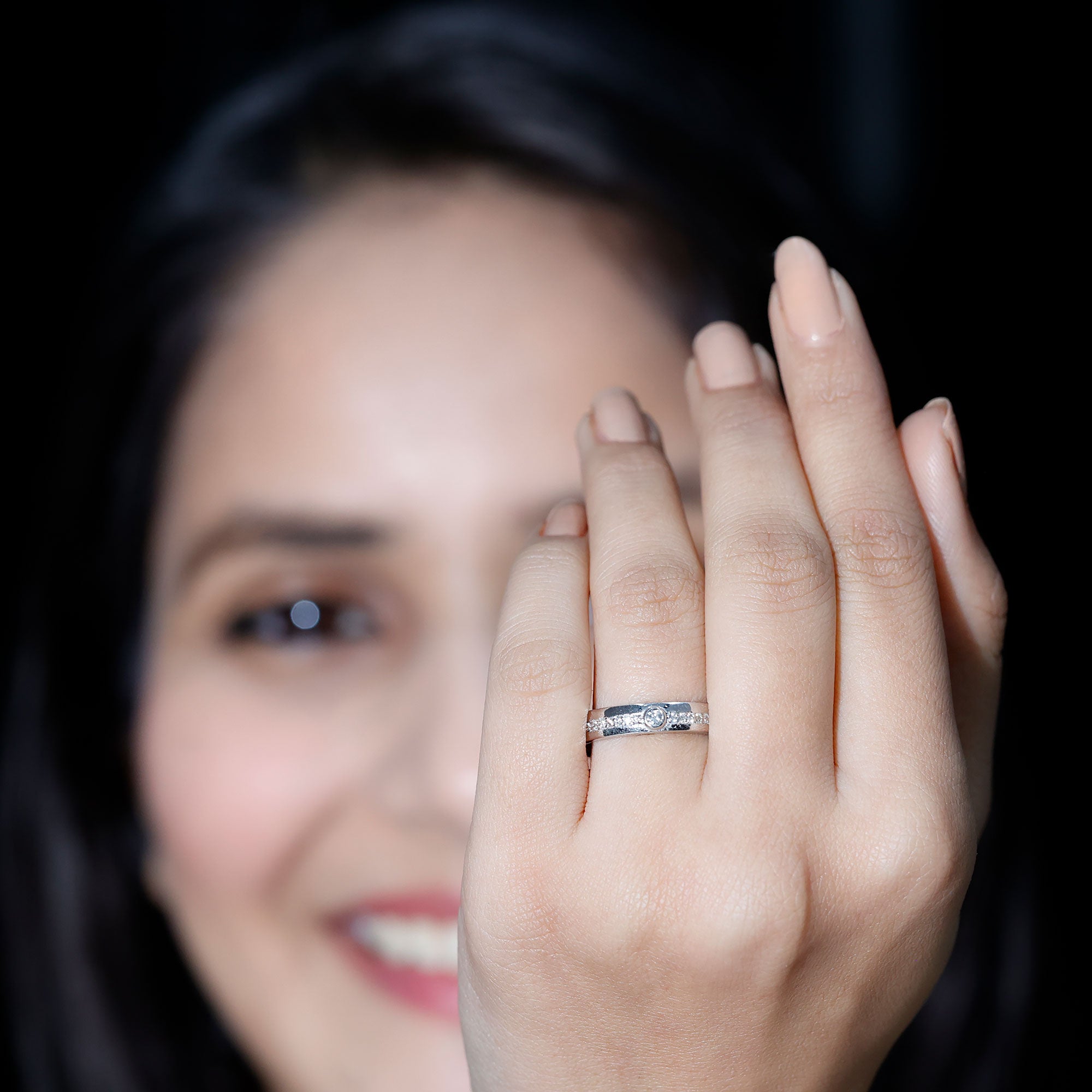 Bezel Set Diamond Unisex Wedding Band Natural - ( HI-SI ) - Rosec Jewels