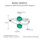 1 CT Two Stone Bypass Emerald Engagement Ring with Diamond Emerald - ( AAA ) - Quality - Rosec Jewels