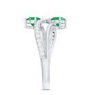 Rosec Jewels-Natural Certified Emerald Two Stone Engagement Ring with Diamonds