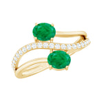 Rosec Jewels-Natural Certified Emerald Two Stone Engagement Ring with Diamonds