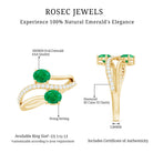 Rosec Jewels-Natural Certified Emerald Two Stone Engagement Ring with Diamonds
