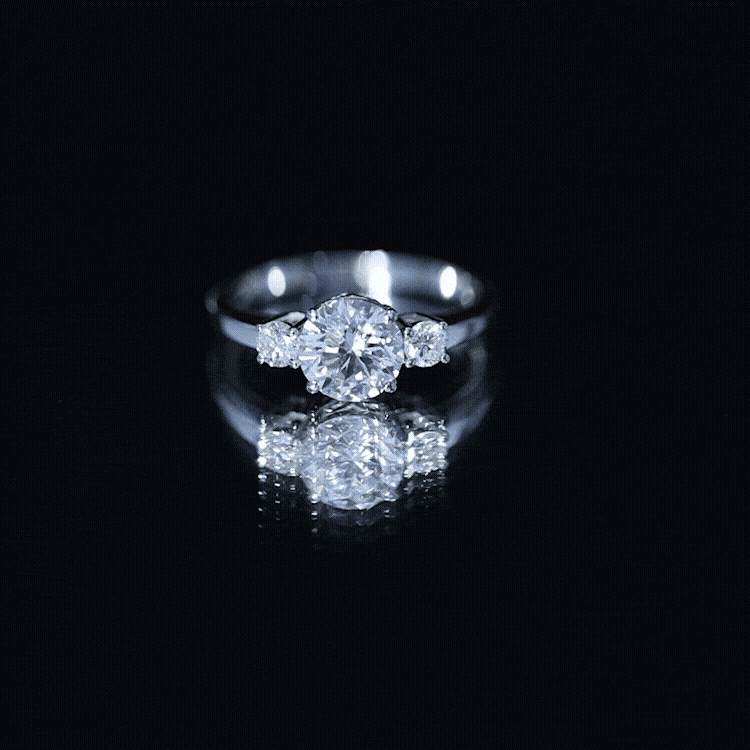 Moissanite Three Stone Round Engagement ring D-VS1 - Rosec Jewels