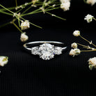 Moissanite Three Stone Round Engagement ring D-VS1 - Rosec Jewels