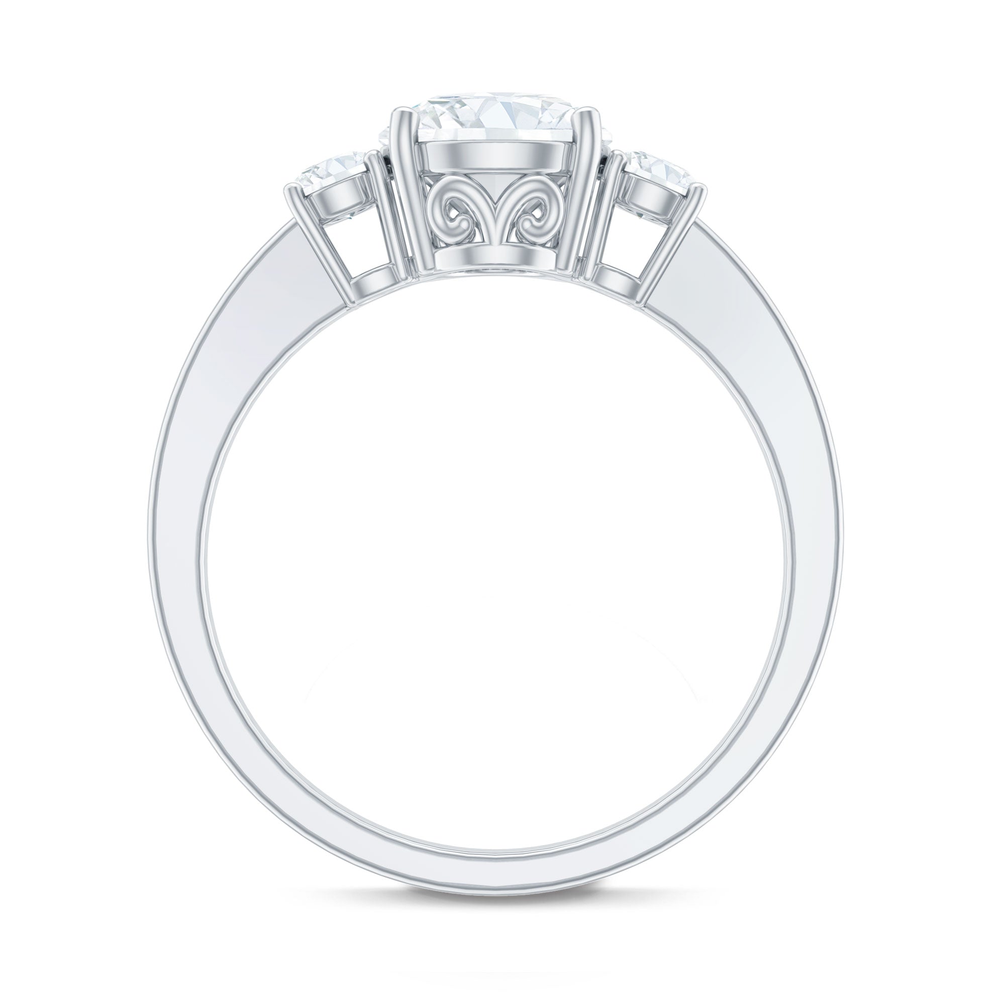 Rosec Jewels-Moissanite Three Stone Round Engagement ring