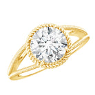 2 CT Round Cut Moissanite Solitaire Engagement Ring with Split Shank D-VS1 - Rosec Jewels