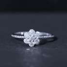 Moissanite Flower Engagement with Twisted Rope Details D-VS1 - Rosec Jewels