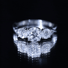 3 Stone Round Moissanite Crossover Engagement Ring D-VS1 - Rosec Jewels