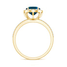 8X10mm Oval Cut London Blue Topaz Oblong Engagement Ring with Diamond Halo AAA - Rosec Jewels