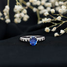 Certified 1.5 Carat Oval Lab Grown Blue Sapphire Engagement Ring with Diamond AAAA - Rosec Jewels