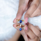 Certified 1.5 Carat Oval Lab Grown Blue Sapphire Engagement Ring with Diamond AAAA - Rosec Jewels