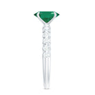 Rosec Jewels-Natural 6X8mm Emerald Oval Engagement Ring with Diamond Side Stones