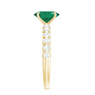 Rosec Jewels-Natural 6X8mm Emerald Oval Engagement Ring with Diamond Side Stones