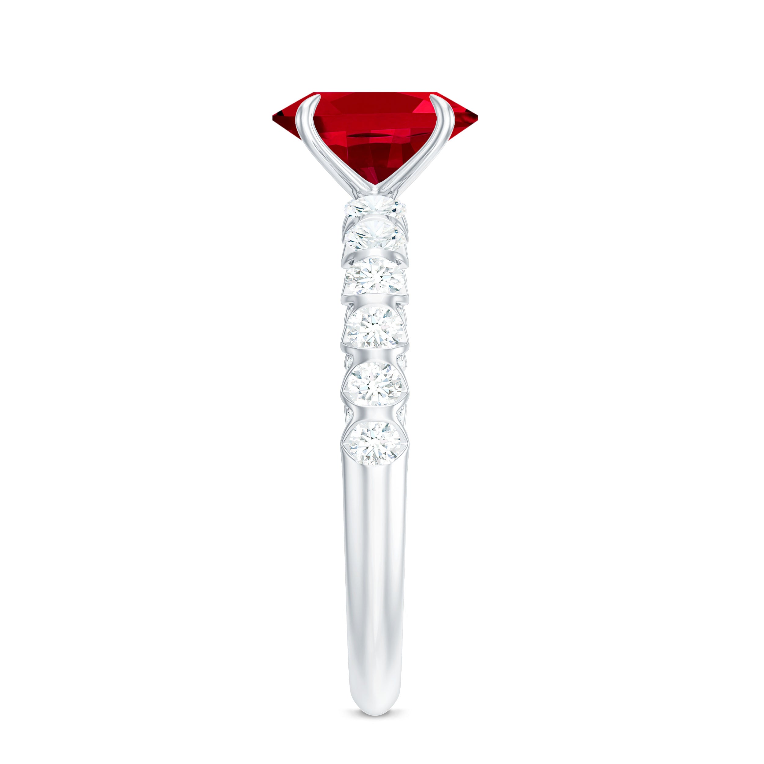 Certified 1.5 Carat Lab Grown Ruby Oval Engagement Ring with Diamond AAAA - Rosec Jewels