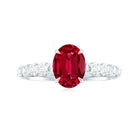 Certified 1.5 Carat Lab Grown Ruby Oval Engagement Ring with Diamond AAAA - Rosec Jewels