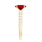 Certified 1.5 Carat Lab Grown Ruby Oval Engagement Ring with Diamond AAAA - Rosec Jewels