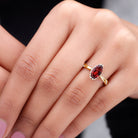 1.75 CT Garnet Solitaire Ring with Diamond Accent Garnet - ( AAA ) - Quality - Rosec Jewels