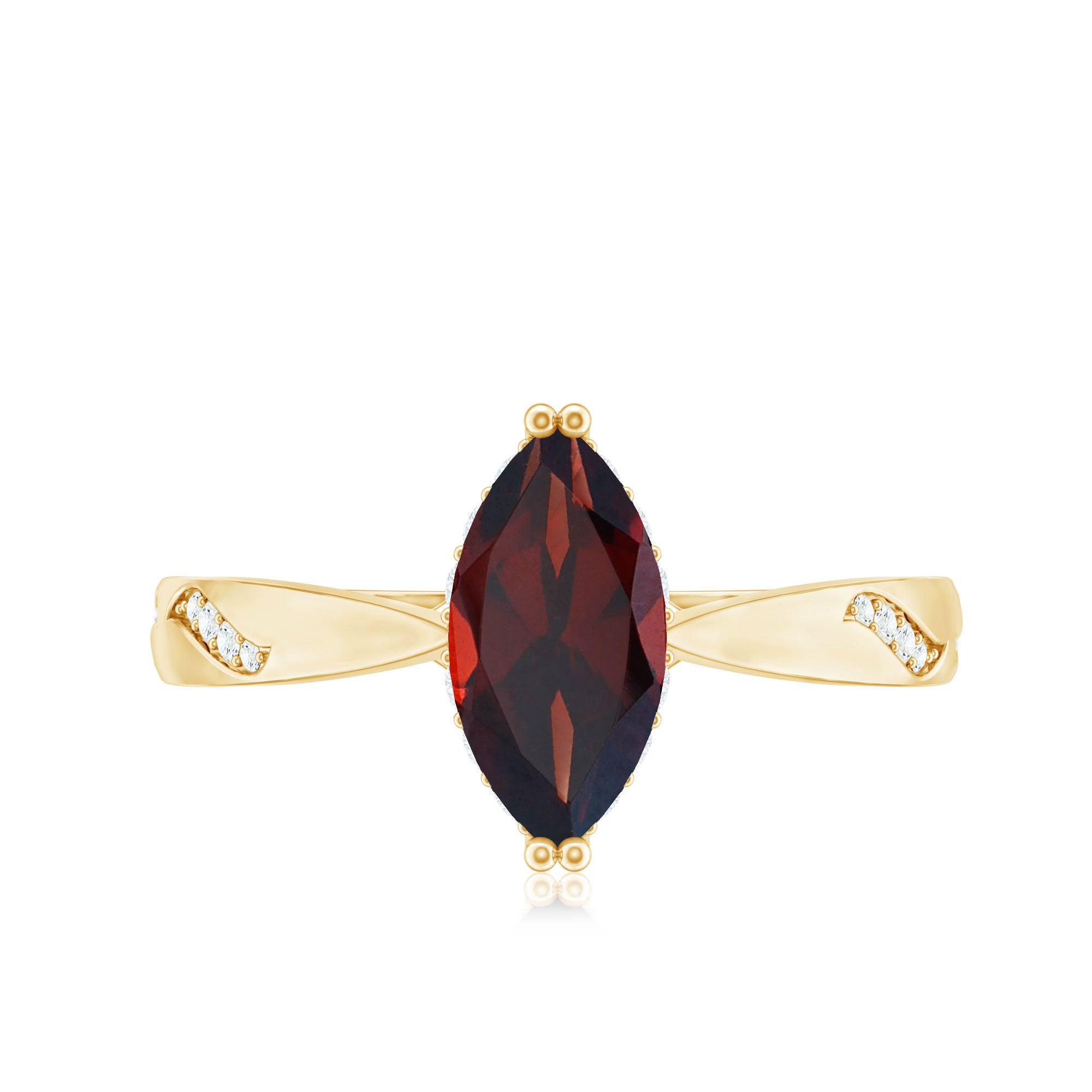Rosec Jewels-Natural Solitaire Garnet Marquise Engagement Ring with Diamond