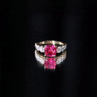 2 Carat Cushion Cut Lab Created Ruby Engagement Ring with Side Stones AAAA - Rosec Jewels
