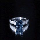 8mm Asscher Cut London Blue Topaz Solitaire Engagement Ring with Moissanite AAA - Rosec Jewels