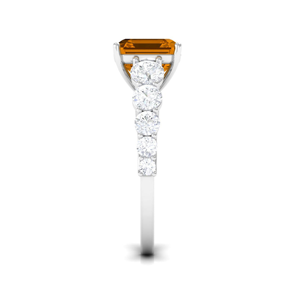 Citrine and Moissanite Engagement Ring Citrine - ( AAA ) - Quality - Rosec Jewels