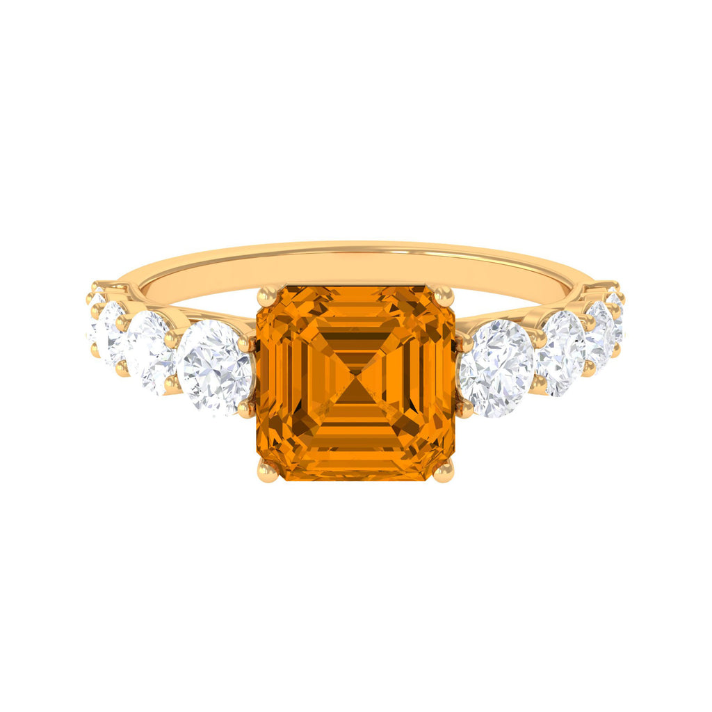 Citrine and Moissanite Engagement Ring Citrine - ( AAA ) - Quality - Rosec Jewels